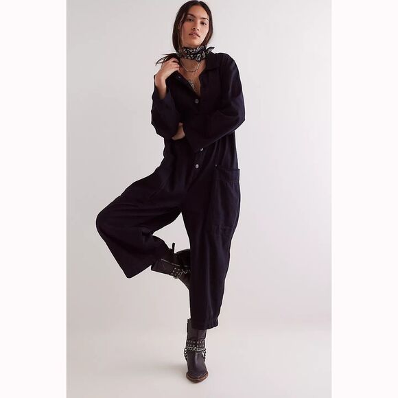 Free People We The Free Margarita Jumpsuit Denim Wide Leg Utility S NWD 282774 - Picture 1 of 11
